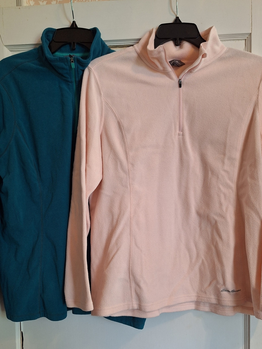 Lot of 2 Eddie Bauer Women's Fleece Jackets Teal/Pink SZ 2 XL